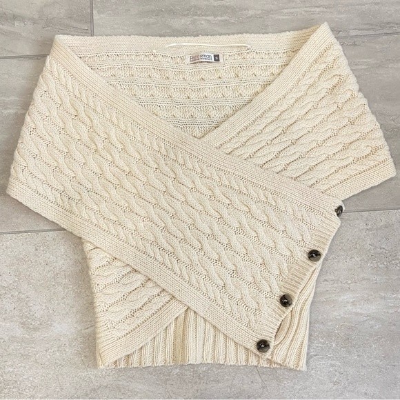 Sweaters Fisherman Cashmere Merino Wool Aran Cable Wrap Size S Small